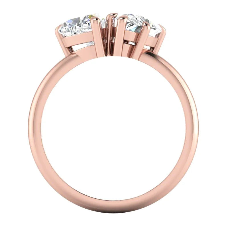 Toi Et Moi Natürliche Diamant Ring 2 Karat Roségold Herz & Birnen