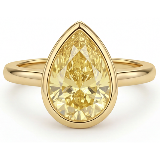 Antragsring 14 Karat Gelbgold mit Kanariengelber Diamant – Hauptansicht