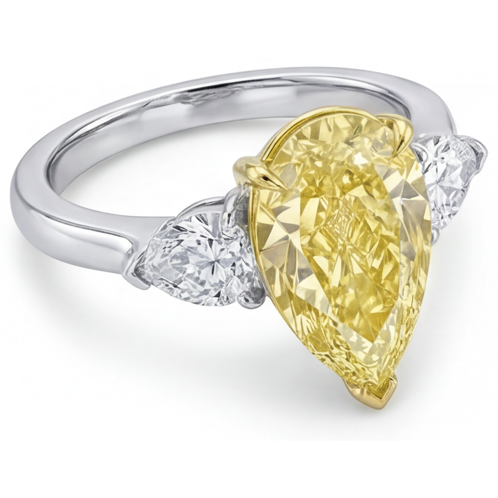 Handgemachter Drei-Stein-Ring 3,25 Karat – Profilansicht