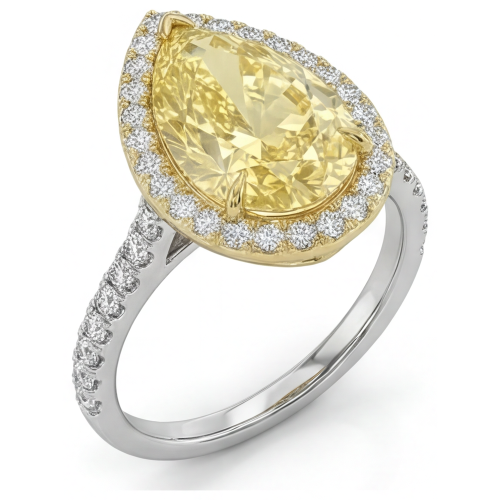 Kanariengelber Diamant Edelschmuck 2,50-Karat 14 Karat Zweifarbig Gold – Seitenansicht