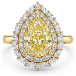 Kanariengelber Diamant Halo-Ring – VVS Reinheit 4 Karat 14K