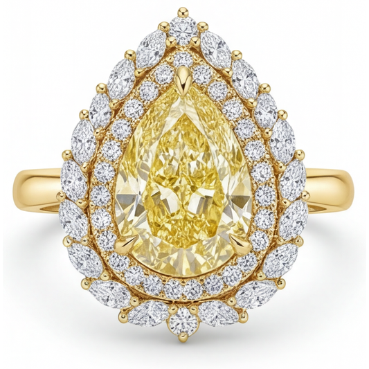 Halo-Ring 14K Gelbgold mit Kanariengelber Diamant – Hauptansicht