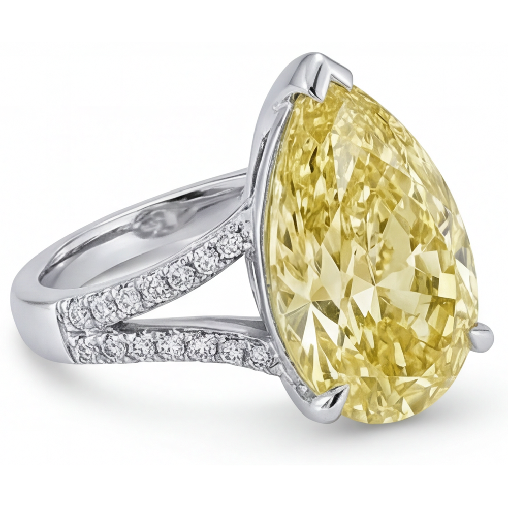 Kanariengelber Diamant Ring 5-Karat 14K Weißgold – Seitenansicht