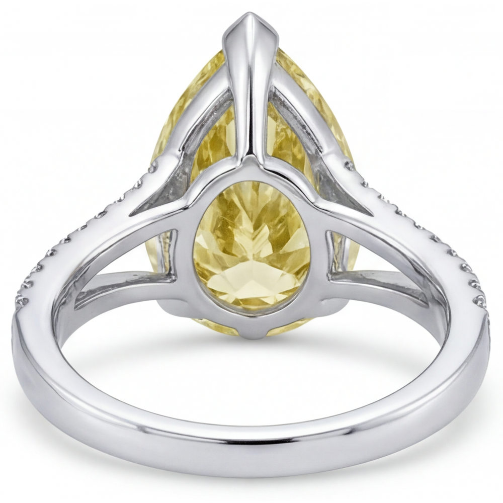 Ring 14K Weißgold mit Kanariengelber Diamant – Profilansicht