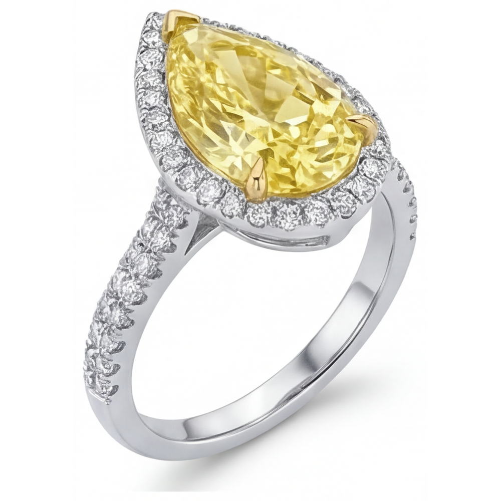Schmuck-Ring Zweifarbiges 14K Gold mit Kanariengelber Diamant – Profilansicht
