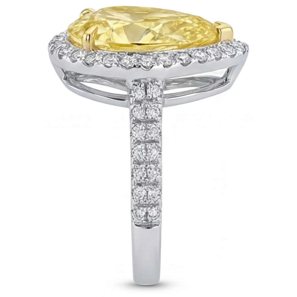 Schmuck-Ring Zweifarbiges 14K Gold mit Kanariengelber Diamant – Draufsicht