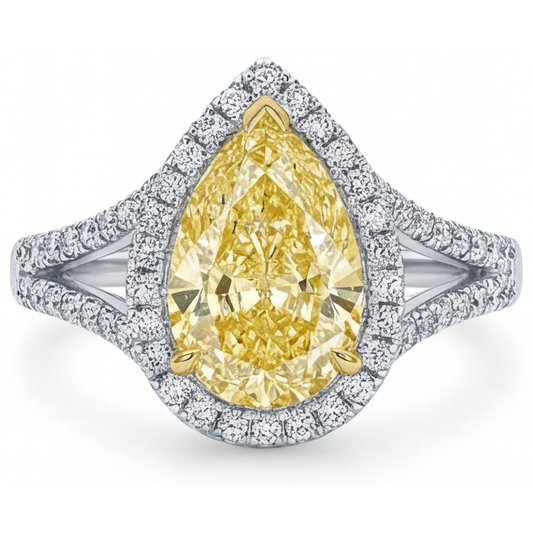 Statement-Ring 14 Karat Zweifarbig Gold mit Kanariengelber Diamant – Hauptansicht