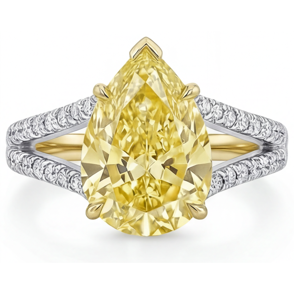 Hochwertiger Kanariengelber Diamant Statement-Ring 1,75 Karat – Frontansicht