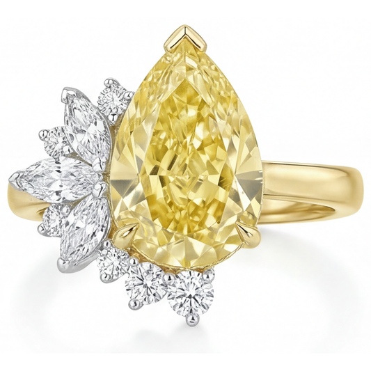 Statement-Ring Bicolor 14K Gold mit Kanariengelber Diamant – Hauptansicht