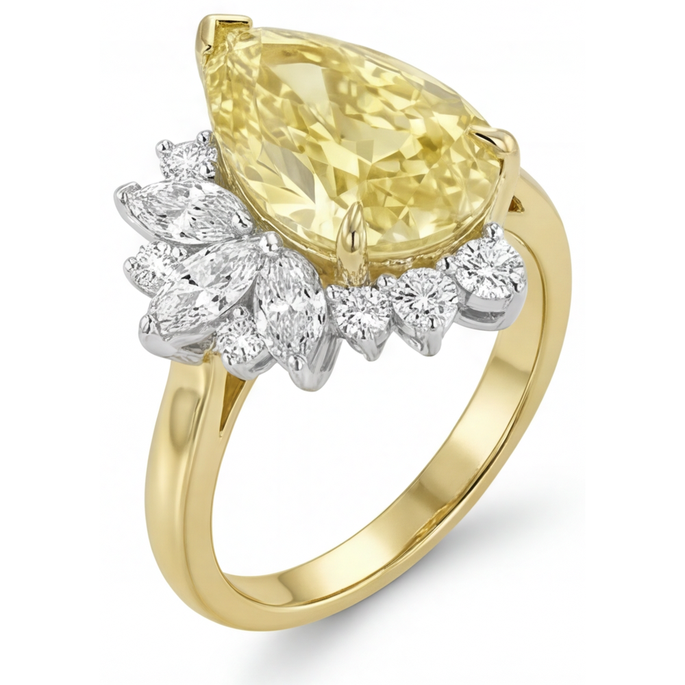 Schimmernder Kanariengelber Diamant Statement-Ring 3,5 Karat – Profilansicht