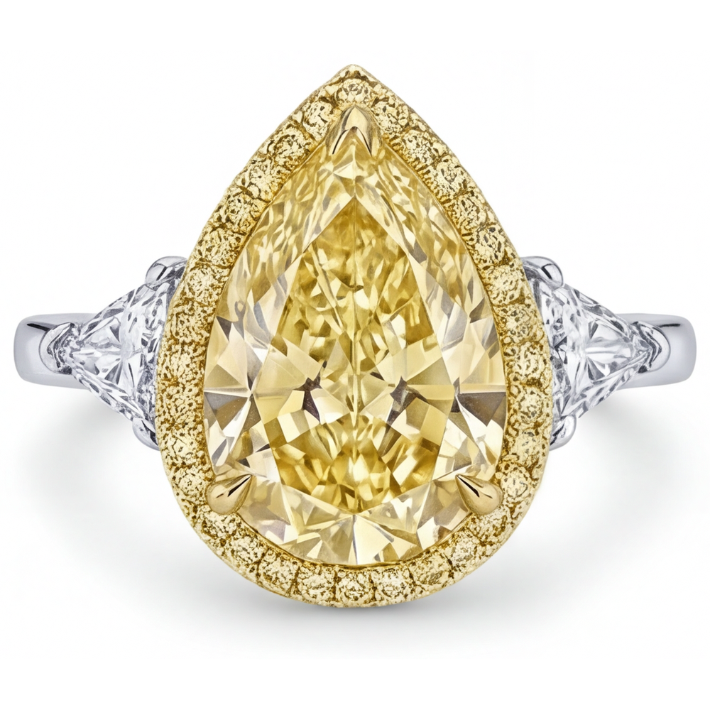 Erdgewonnener Kanariengelber Diamant Statement-Ring – Frontansicht
