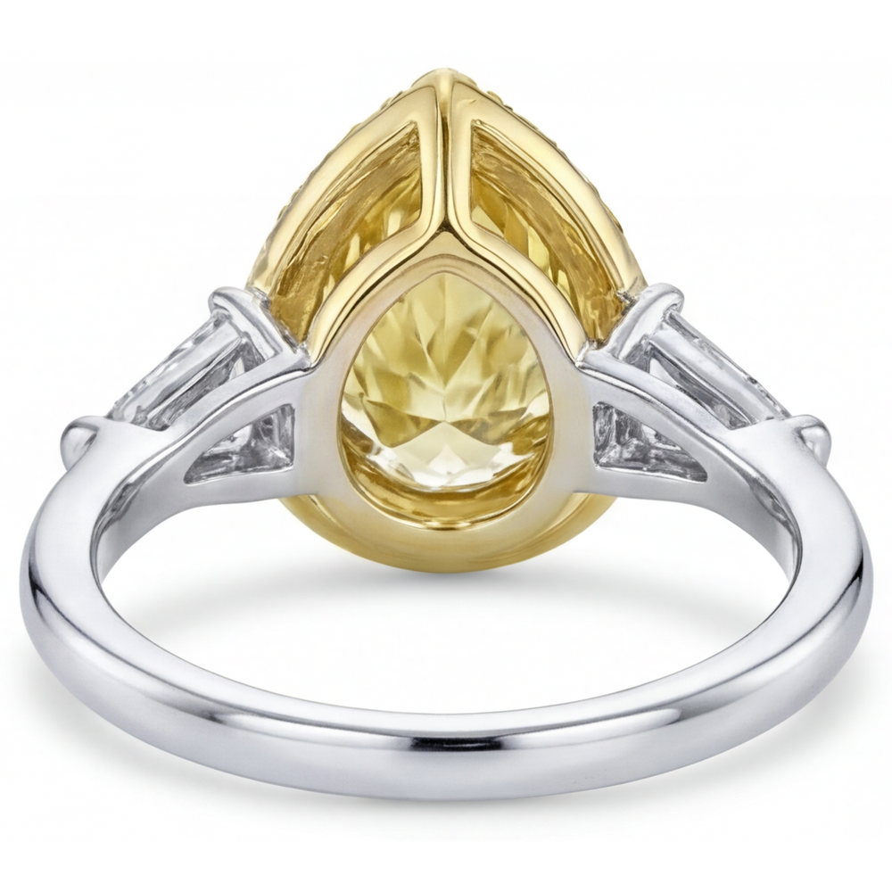 Kanariengelber Diamant Statement-Ring 4,75-Karat 14 Karat Zweifarbig Gold – Seitenansicht