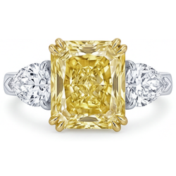 Zweifarbiges 14K Gold VVS Kanariengelber Diamant Trilogie-Ring 2