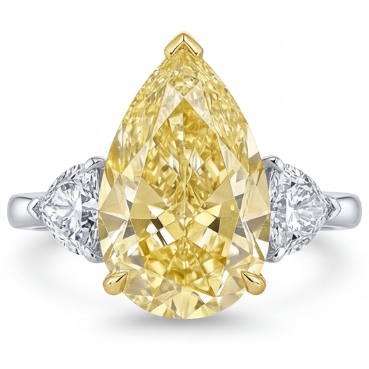 Handgemachter Kanariengelber Diamant Trilogie-Ring 5 Karat – Hauptansicht