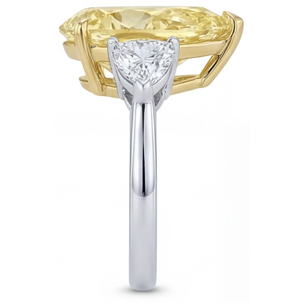 Kanariengelber Diamant Trilogie-Ring 5-Karat Zweifarbiges 14K Gold – Draufsicht