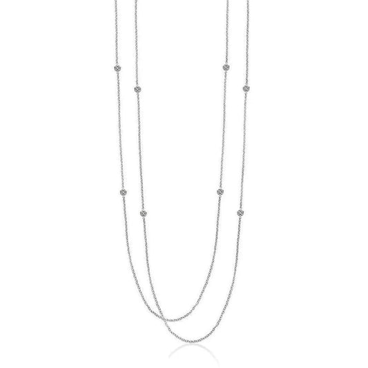 4 Kt. Echte Diamants By Yard Halskette Doppelte 46 cm Kette Weißgold