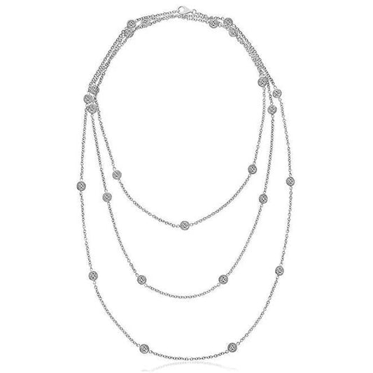Dreifache Kette 46 cm Yard Of 8.75 Ct Echt Diamants Halskette