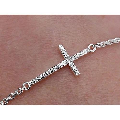 2 Karat Echt Diamant Armband Kreuz Krappen Set Damen Weißgold Schmuck