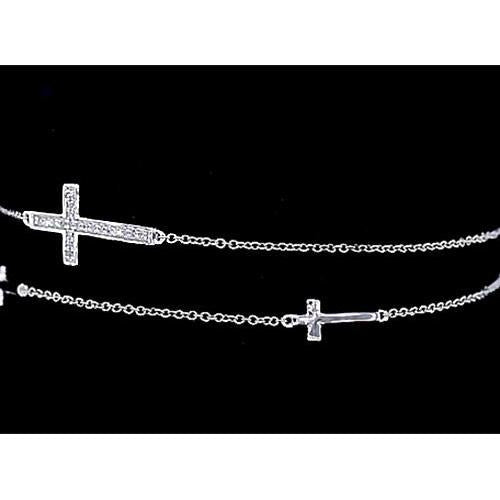 Echt Diamant Kreuz Armband 2 Karat Weißgold 14K Schmuck