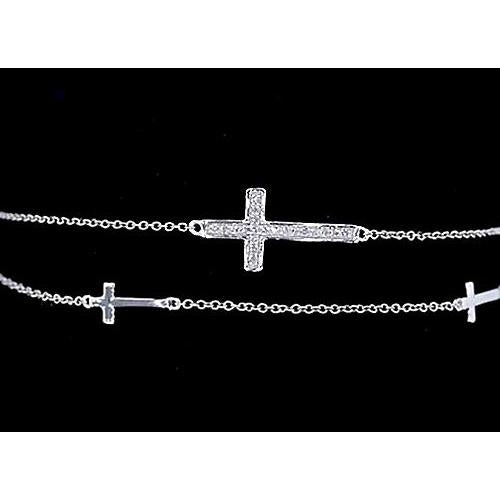 Echt Diamant Kreuz Armband 2 Karat Weißgold 14K Schmuck