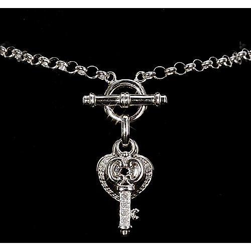 Natürliche Diamant Charm Armband Schloss & Schlüssel Herz 1 Karat Damen Schmuck Neu