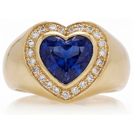 Kornblumenblauer Saphir Farbstein-Ring 3,75-Karat 14 Karat Gelbgold – Hauptansicht