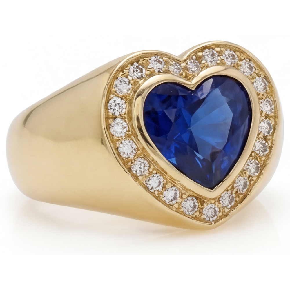 Zeitloser Kornblumenblauer Saphir Farbstein-Ring 3,75 Karat – Frontansicht