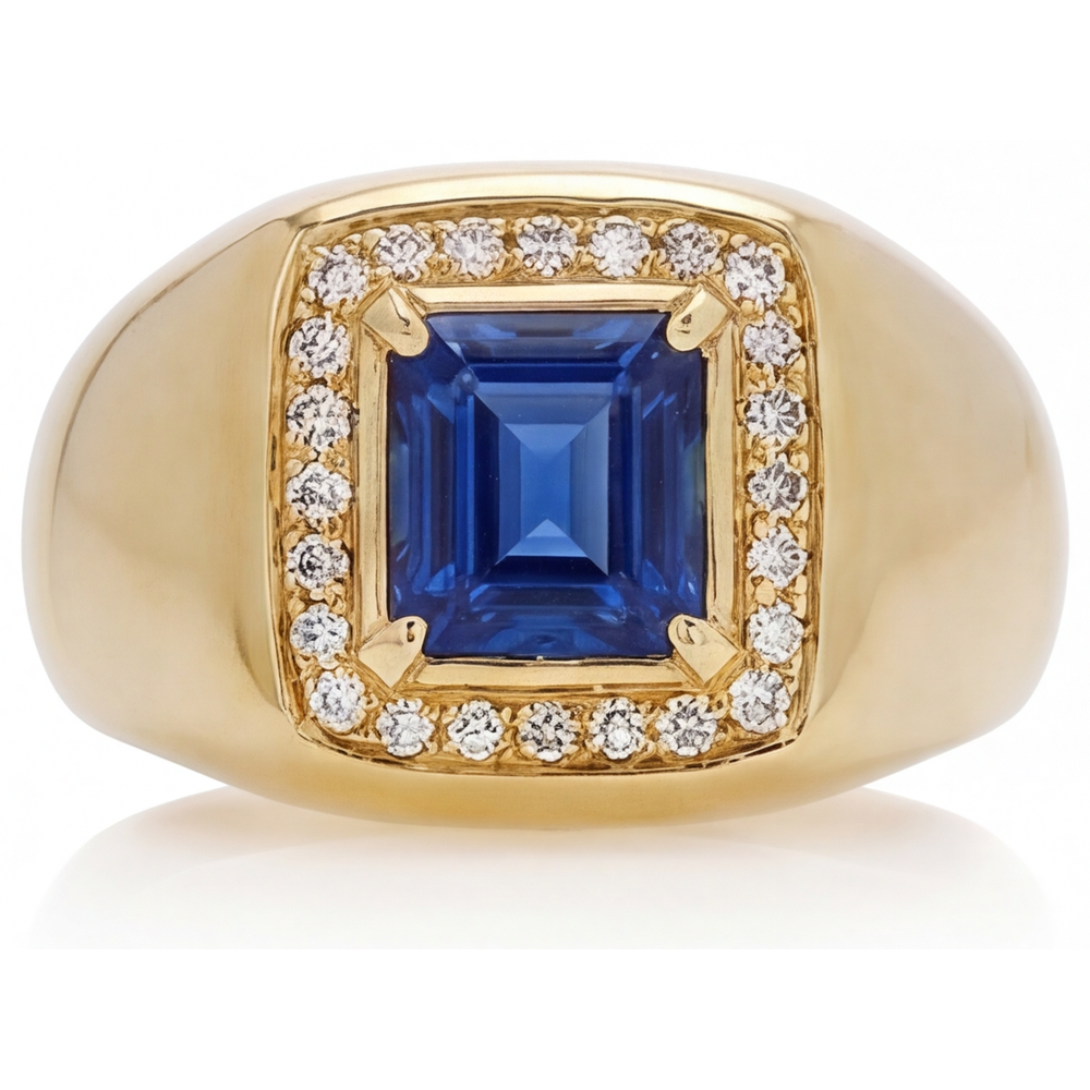 Erdgewonnener Kornblumenblauer Saphir Schmuckstein-Ring – Hauptansicht