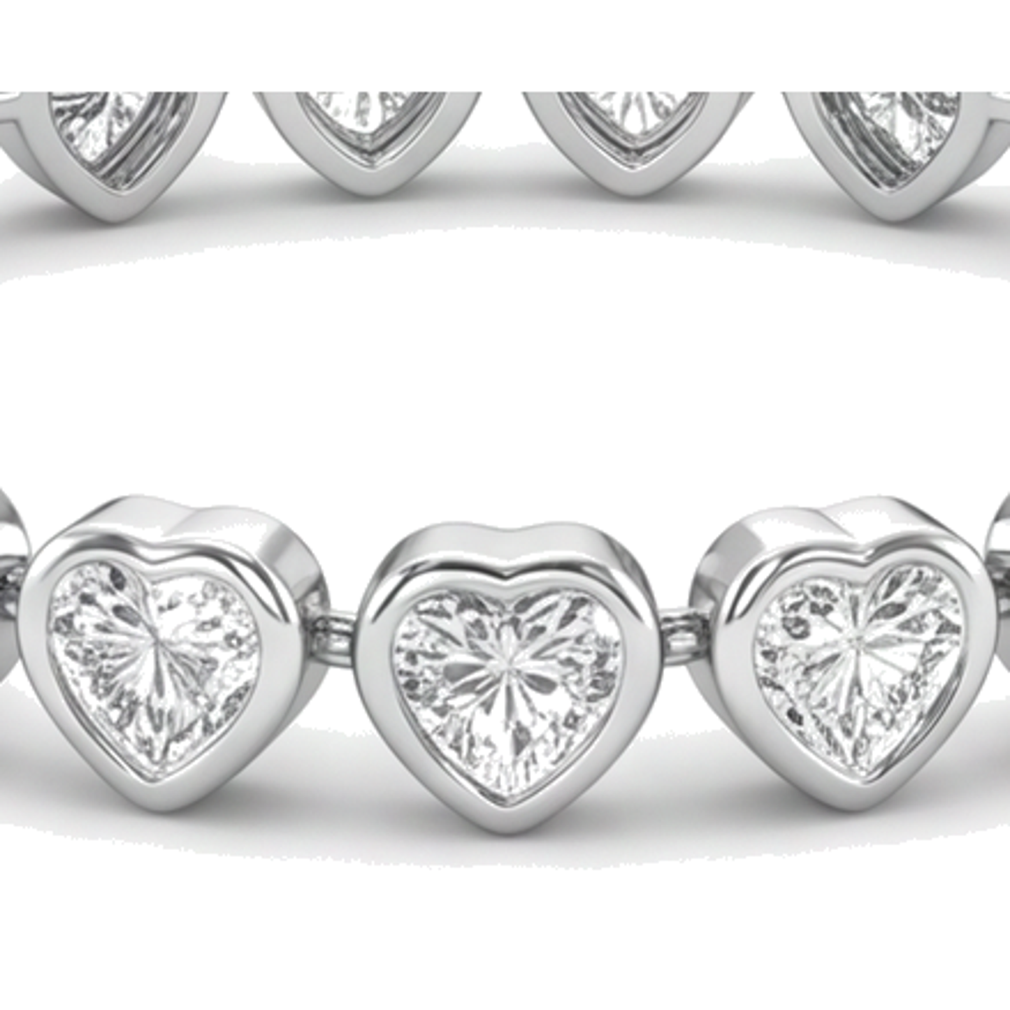 Im Labor gezüchtetes Diamant-Tennisarmband 7 Karat Herz-Lünette 14 Karat Weißgold 7 Zoll