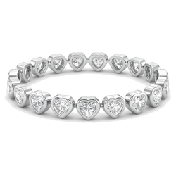 Im Labor gezüchtetes Diamant-Tennisarmband 7 Karat Herz-Lünette 14 Karat Weißgold 7 Zoll