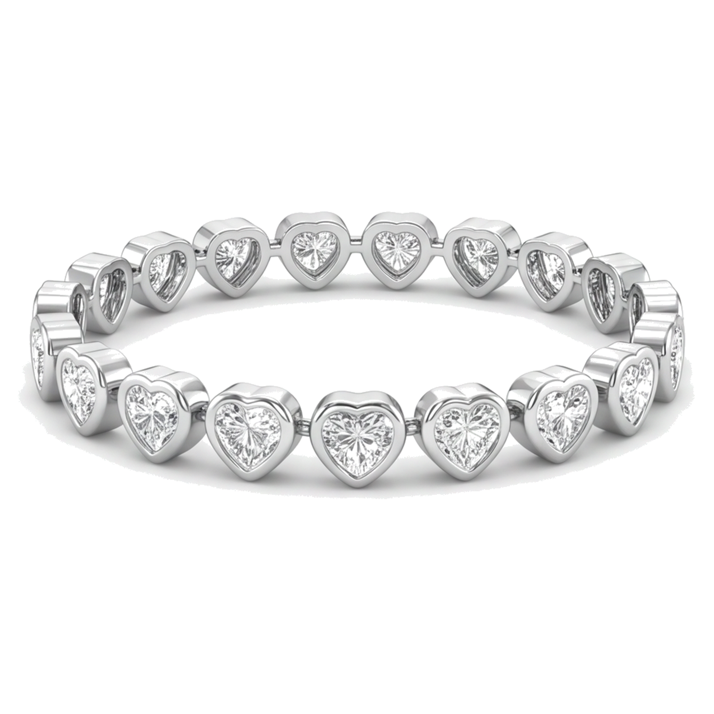 Im Labor gezüchtetes Diamant-Tennisarmband 7 Karat Herz-Lünette 14 Karat Weißgold 7 Zoll