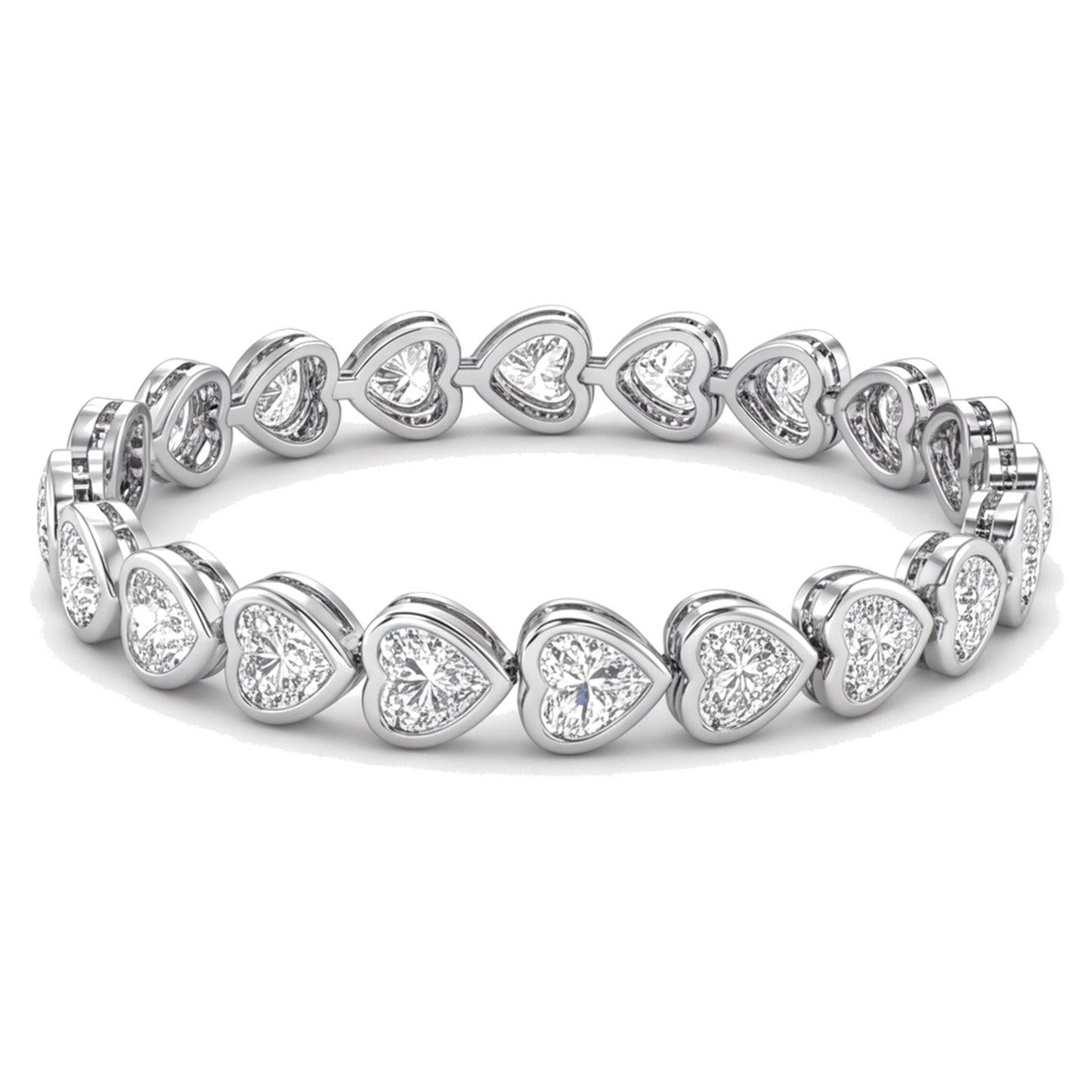 Im Labor gezüchtetes Diamant-Tennisarmband 8 Karat Herz-Lünette 14 Karat Weißgold 7 Zoll