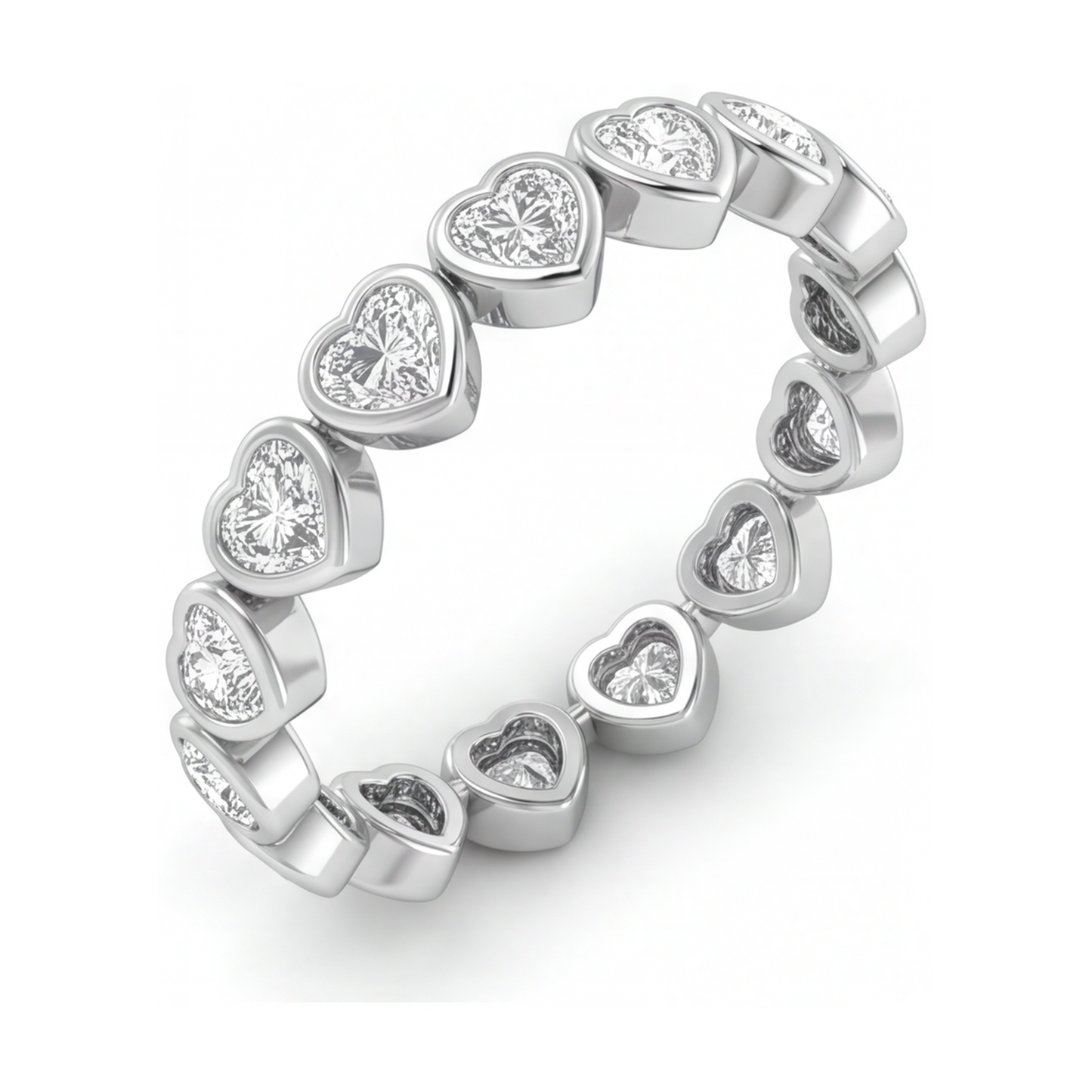 Im Labor gezüchtetes Diamant-Tennisarmband 7 Karat Herz-Lünette 14 Karat Weißgold 7 Zoll