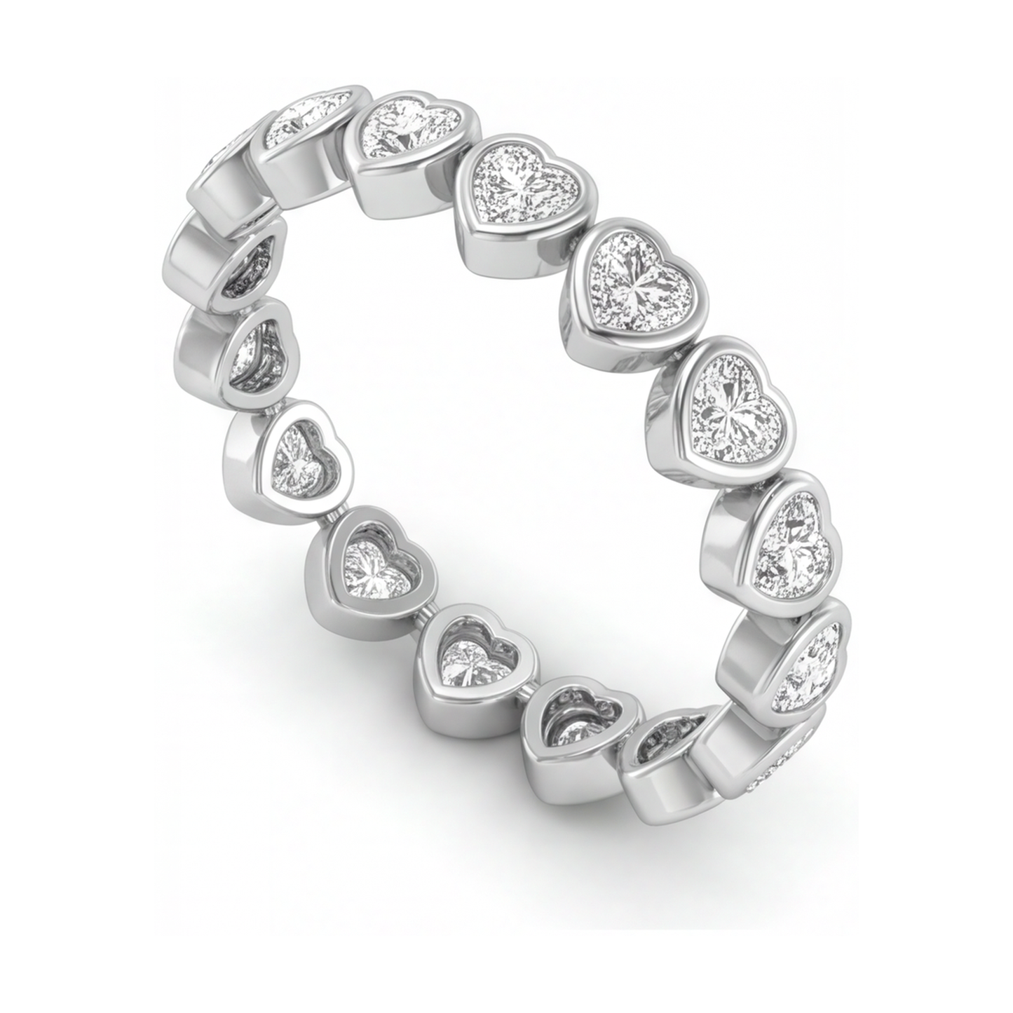 Im Labor gezüchtetes Diamant-Tennisarmband 7 Karat Herz-Lünette 14 Karat Weißgold 7 Zoll