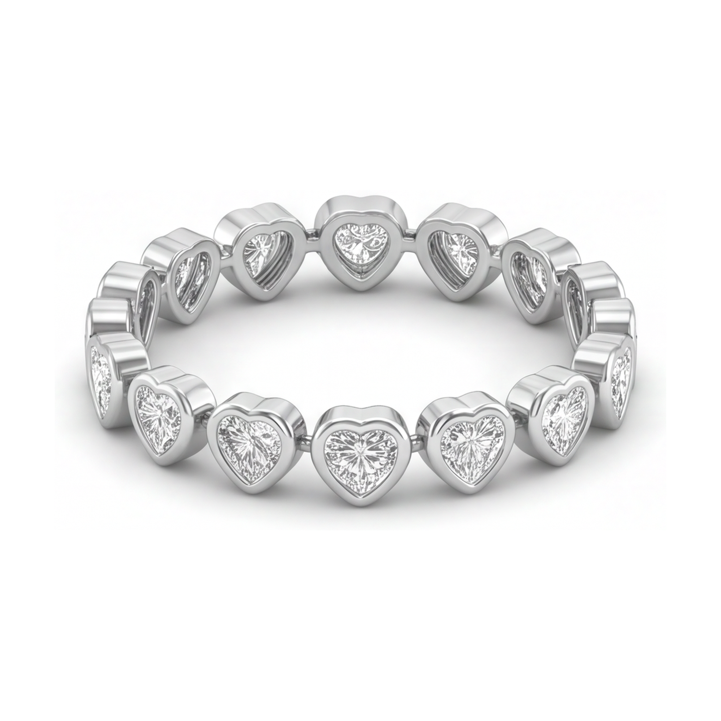 Im Labor gezüchtetes Diamant-Tennisarmband 7 Karat Herz-Lünette 14 Karat Weißgold 7 Zoll
