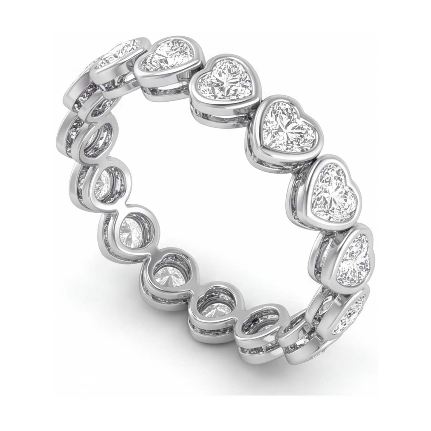 Im Labor gezüchtetes Diamant-Tennisarmband 8 Karat Herz-Lünette 14 Karat Weißgold 7 Zoll