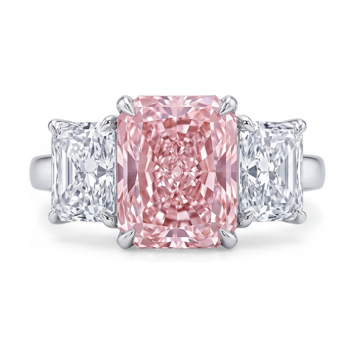 Im Labor gezüchteter rosa Diamantring, 5,2 Karat, Radiant-Schliff