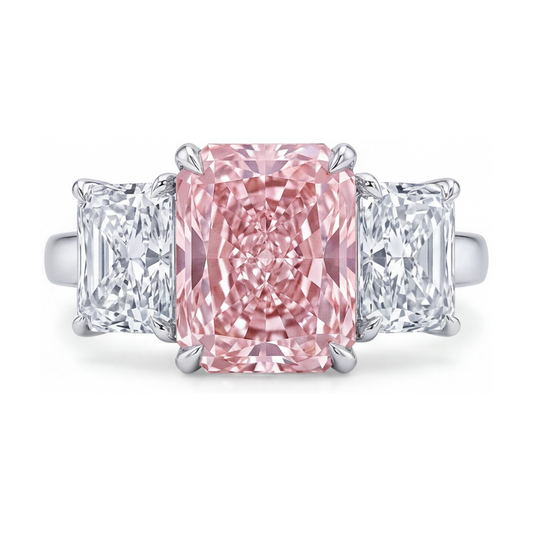 Im Labor gezüchteter rosa Diamantring, 5,2 Karat, Radiant-Schliff