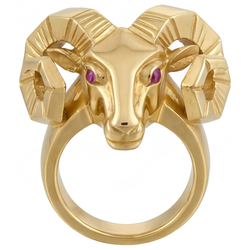 Herren Schimmernder Widderkopf Lila Amethyst Edelstein-Ring –