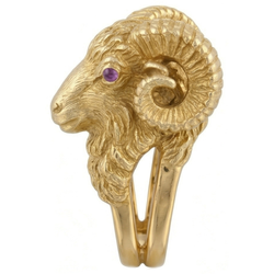 Lila Amethyst Widder Schmuckstein-Ring 0,10 Karat in 14K Gelbgold