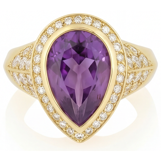Natürlicher Lila Amethyst Schmuckstein-Ring – Hauptansicht