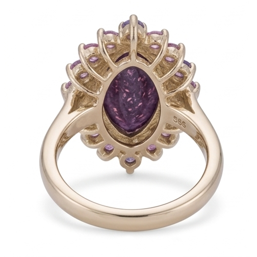 Erdgewonnener Lolite Sunstone Farbstein-Ring – Seitenansicht