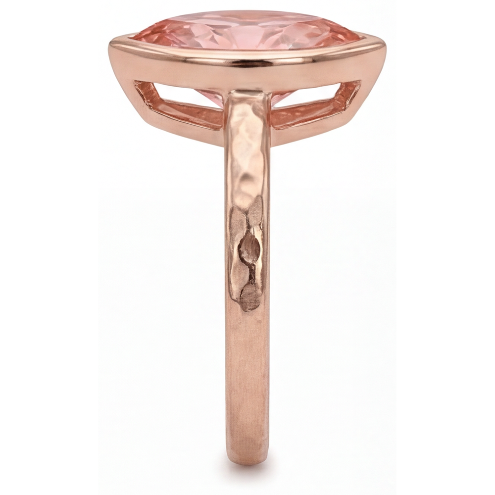 Padparadscha-Saphir-Ring 3,5 Karat im Labor gezüchtet Marquise Lünette Solitär 14 Karat Roségold