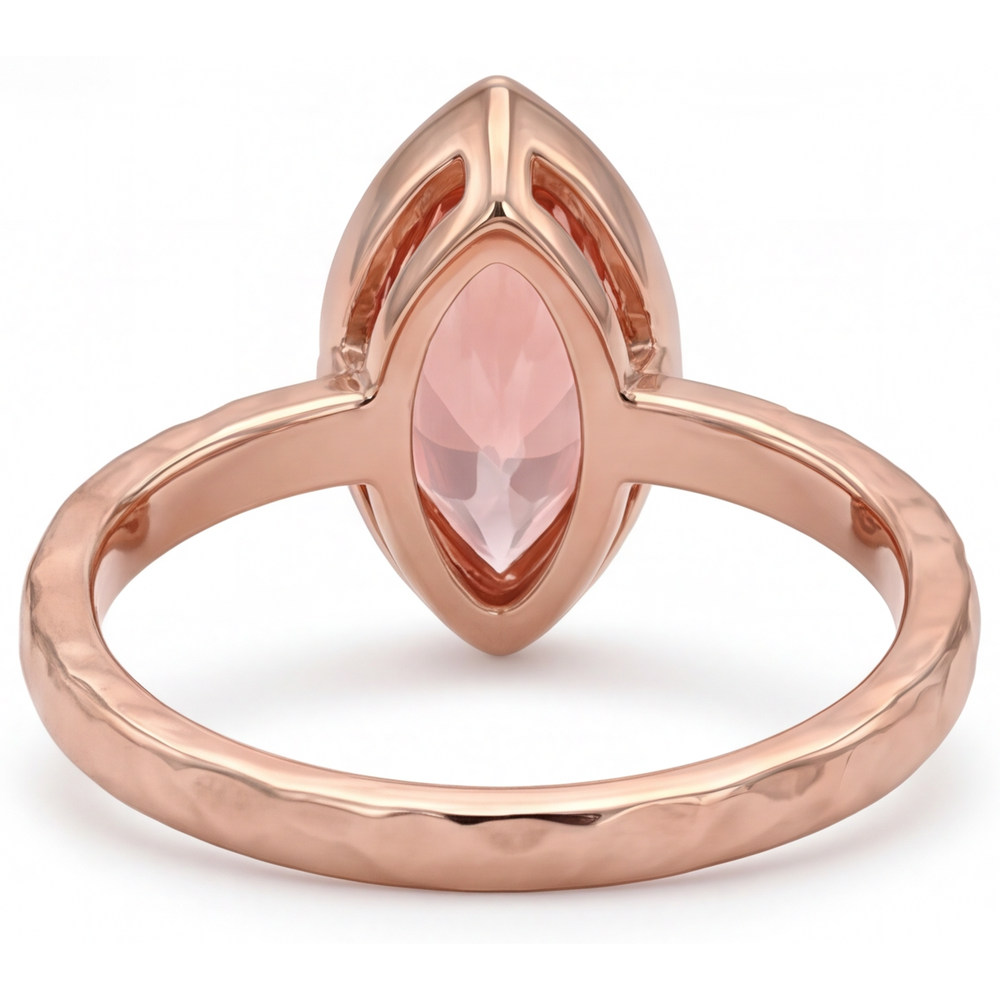 Padparadscha-Saphir-Ring 3,5 Karat im Labor gezüchtet Marquise Lünette Solitär 14 Karat Roségold