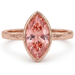 Padparadscha-Saphir-Ring 3,5 Karat im Labor gezüchtet Marquise Lünette Solitär 14 Karat Roségold