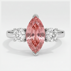 Padparadscha-Saphir-Ring 3,1 Karat Echter Marquise-Schliff Dreistein Platin