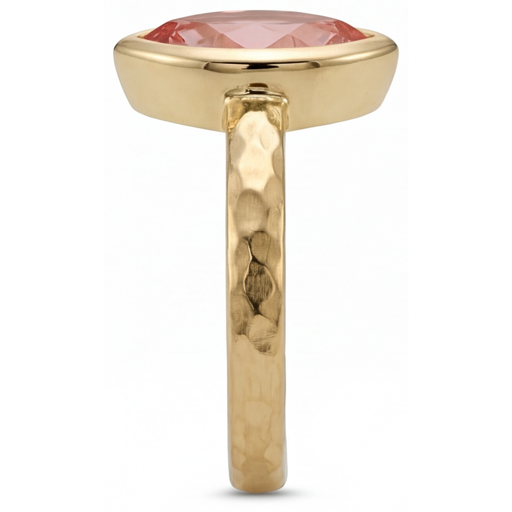 Pfirsich-Saphir Verlobungsring 2 Karat Natürlicher Padparadscha Marquise Lünette Solitär 14 Karat Gelbgold