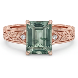 Authentischer VVS Moss Agate Edelstein-Ring 2 Karat