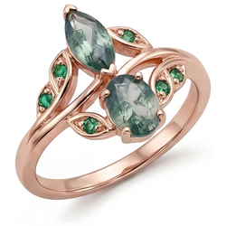 Zeitloser 2,50-Karat Moss Agate Edelstein-Ring