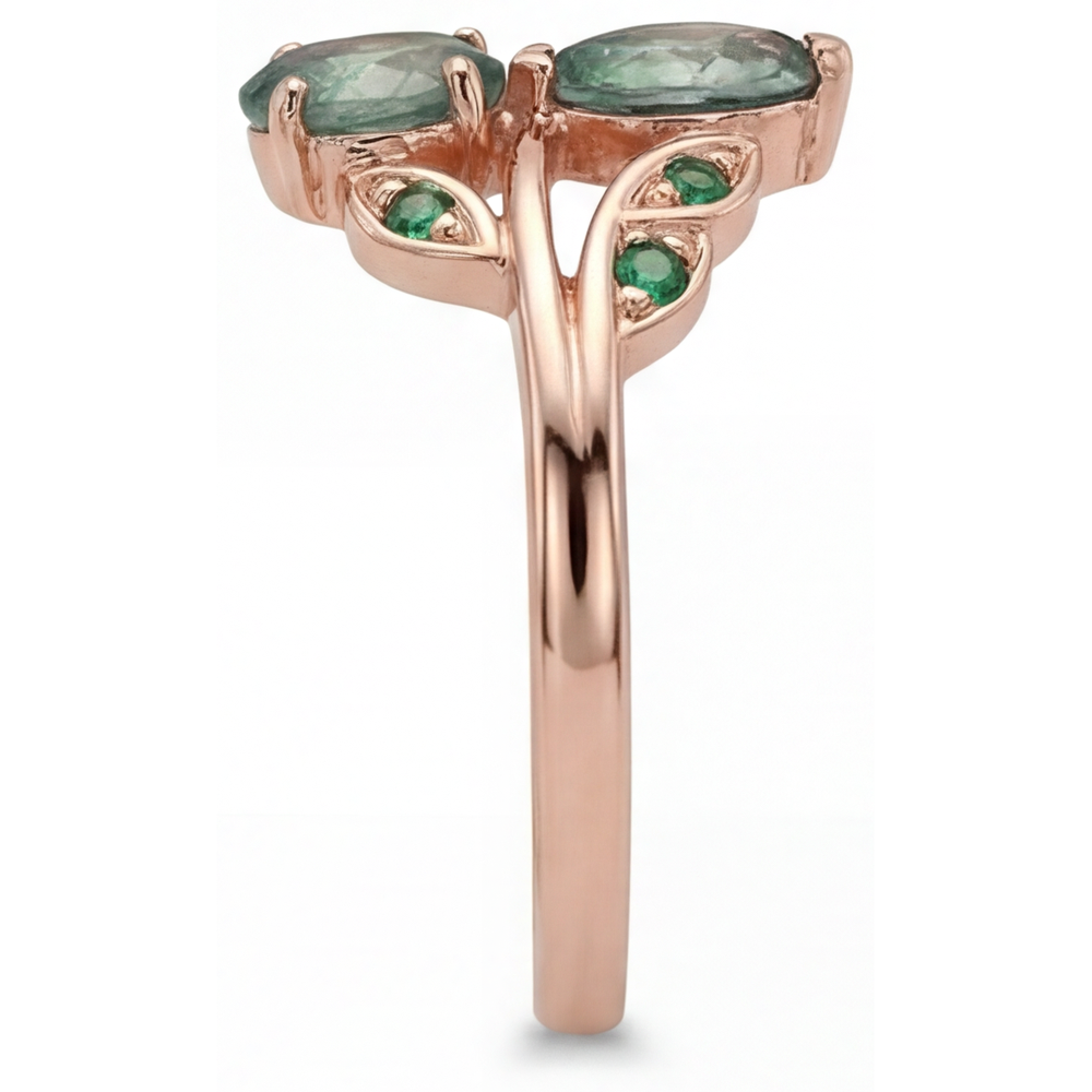 Edelstein-Ring 14 Karat Roségold mit Moss Agate – Profilansicht